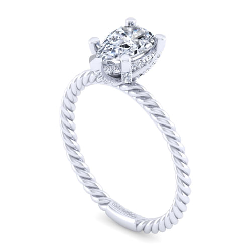 14K White Gold Pear Shape Diamond Engagement Ring