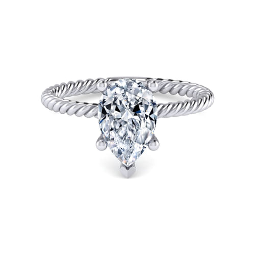 14K White Gold Pear Shape Diamond Engagement Ring