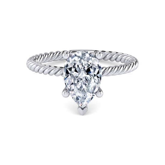 Gabriel - 14K White Gold Pear Shape Diamond Engagement Ring