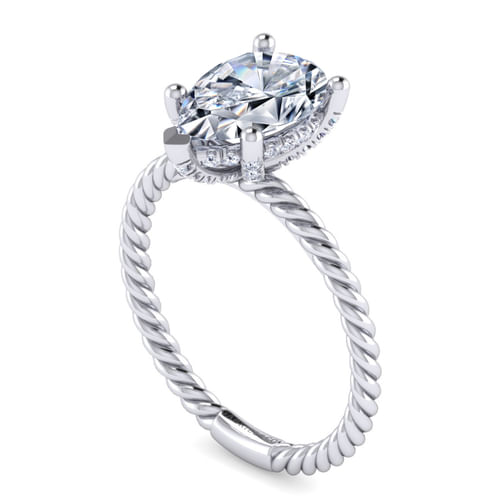 14K White Gold Pear Shape Diamond Engagement Ring