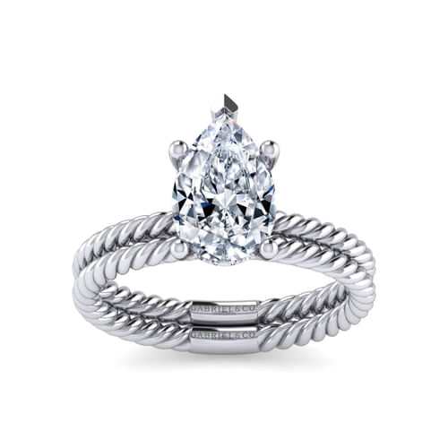 14K White Gold Pear Shape Diamond Engagement Ring