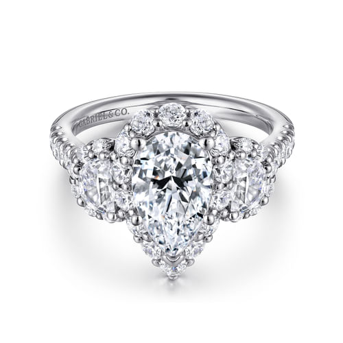 14K White Gold Pear Shape Diamond Engagement Ring