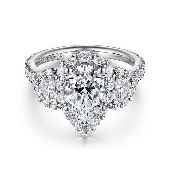 Gabriel - 14K White Gold Pear Shape Diamond Engagement Ring