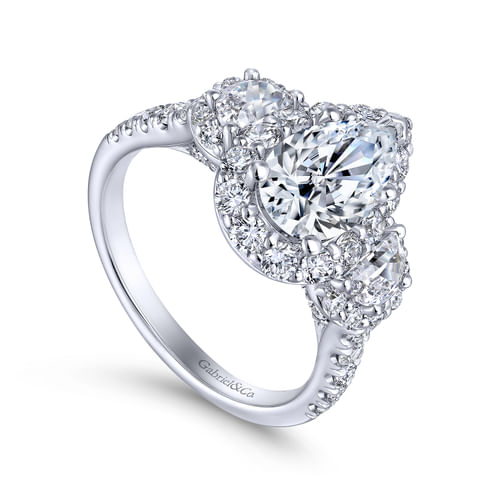 14K White Gold Pear Shape Diamond Engagement Ring