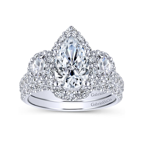 14K White Gold Pear Shape Diamond Engagement Ring
