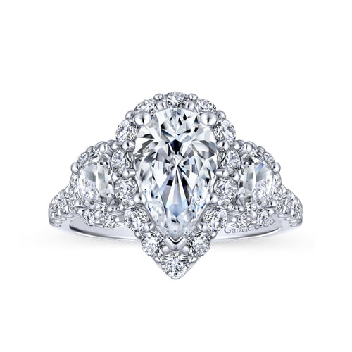14K White Gold Pear Shape Diamond Engagement Ring