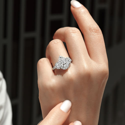14K White Gold Pear Shape Diamond Engagement Ring