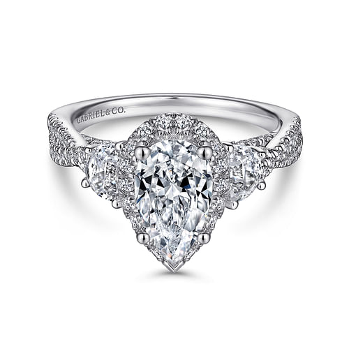 14K White Gold Pear Shape Diamond Engagement Ring