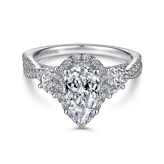 Gabriel - 14K White Gold Pear Shape Diamond Engagement Ring