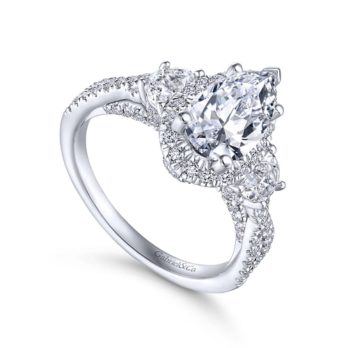 14K White Gold Pear Shape Diamond Engagement Ring