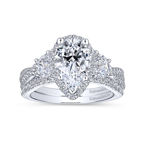 14K White Gold Pear Shape Diamond Engagement Ring