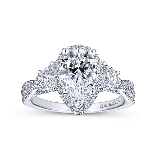 14K White Gold Pear Shape Diamond Engagement Ring