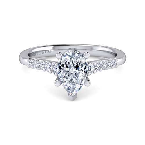 14K White Gold Pear Shape Diamond Engagement Ring