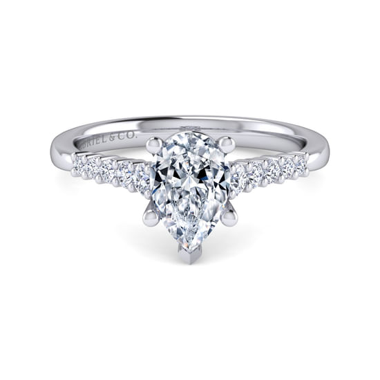 Gabriel - 14K White Gold Pear Shape Diamond Engagement Ring