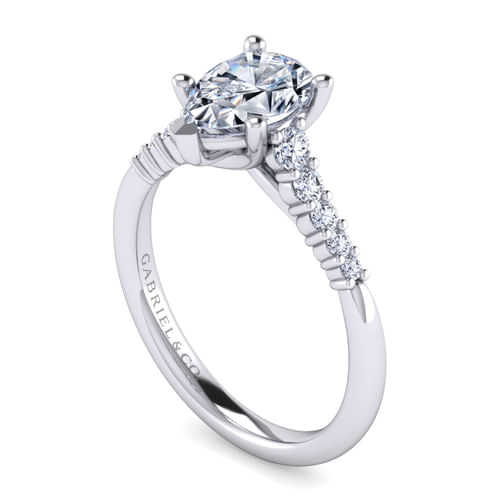 14K White Gold Pear Shape Diamond Engagement Ring