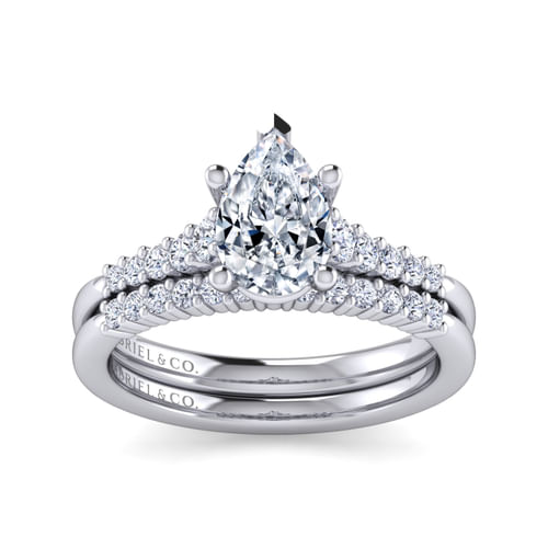 14K White Gold Pear Shape Diamond Engagement Ring