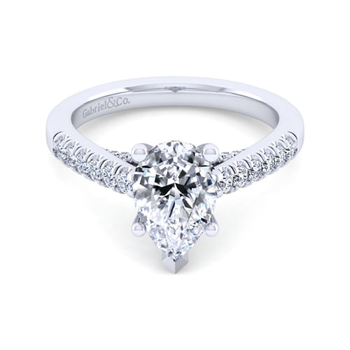 14K White Gold Pear Shape Diamond Engagement Ring