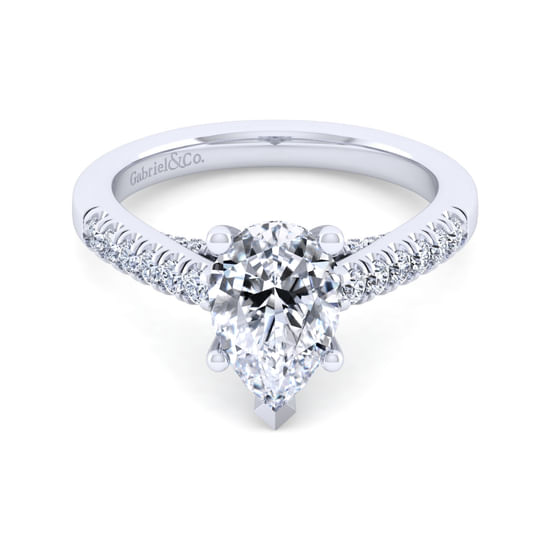Gabriel - 14K White Gold Pear Shape Diamond Engagement Ring