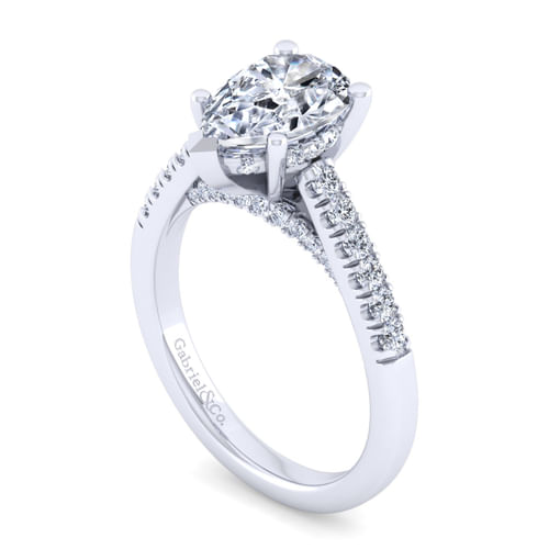 14K White Gold Pear Shape Diamond Engagement Ring