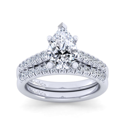 14K White Gold Pear Shape Diamond Engagement Ring