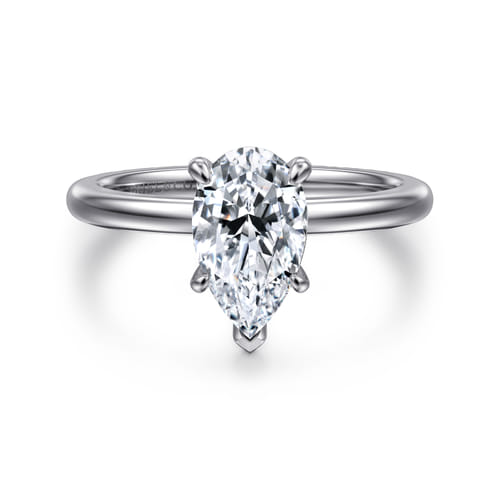 14K White Gold Pear Shape Diamond Engagement Ring