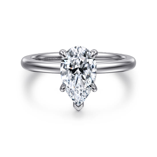 Gabriel - 14K White Gold Pear Shape Diamond Engagement Ring
