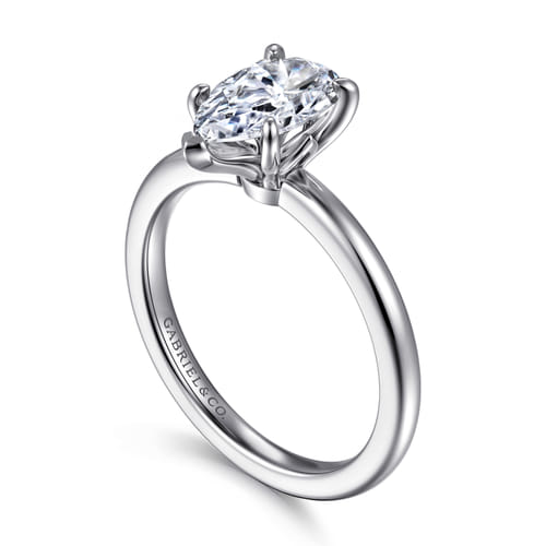 14K White Gold Pear Shape Diamond Engagement Ring
