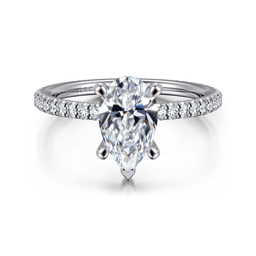14K White Gold Pear Shape Diamond Engagement Ring