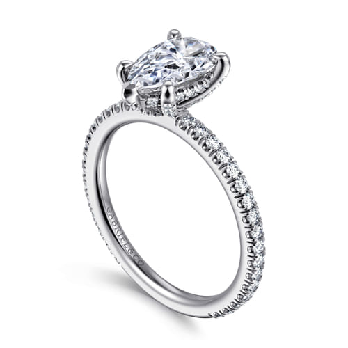 14K White Gold Pear Shape Diamond Engagement Ring