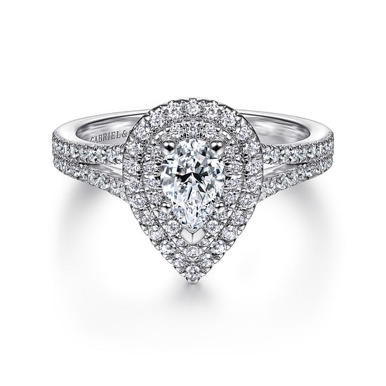 Gabriel - 14K White Gold Pear Shape Diamond Engagement Ring