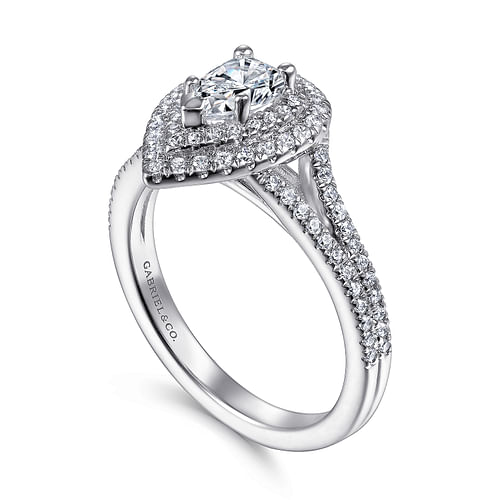 14K White Gold Pear Shape Diamond Engagement Ring