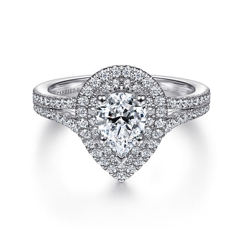 14K White Gold Pear Shape Diamond Engagement Ring