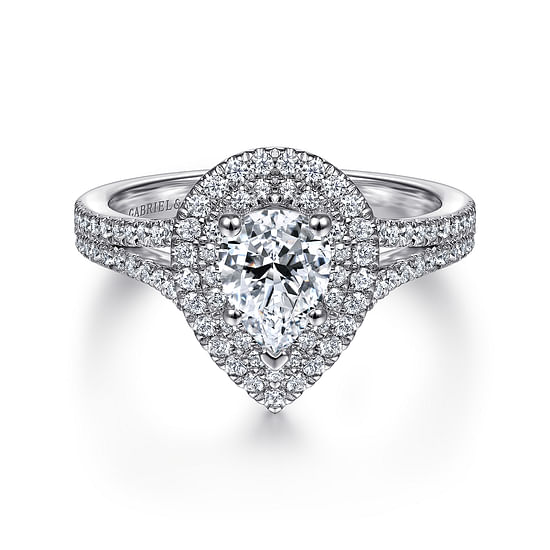 Gabriel - 14K White Gold Pear Shape Diamond Engagement Ring