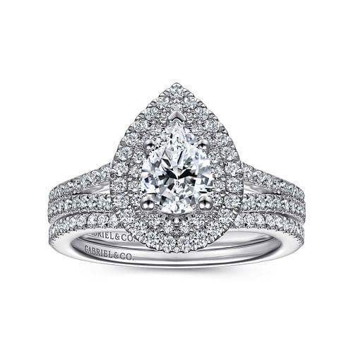 14K White Gold Pear Shape Diamond Engagement Ring