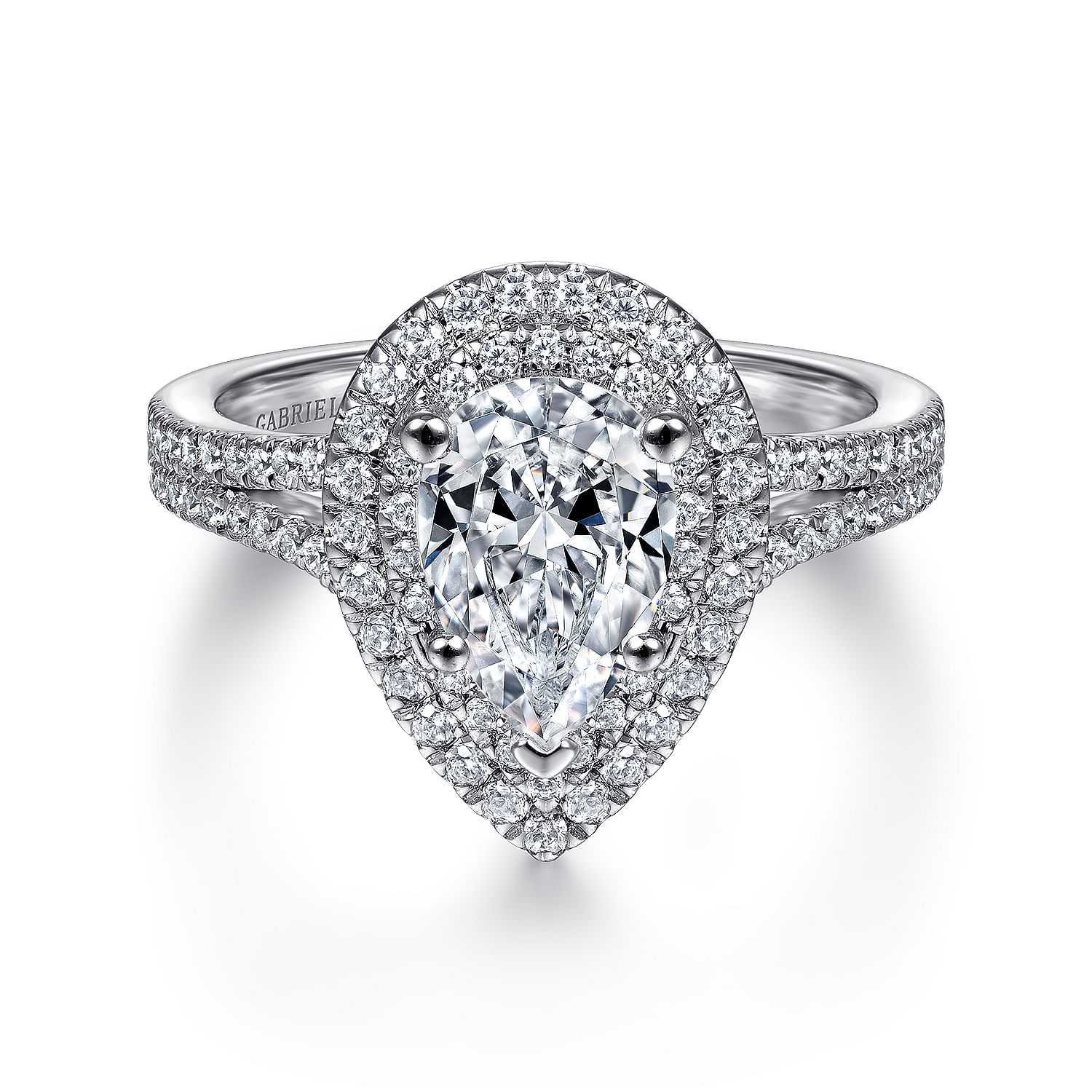 Gabriel - 14K White Gold Pear Shape Diamond Engagement Ring