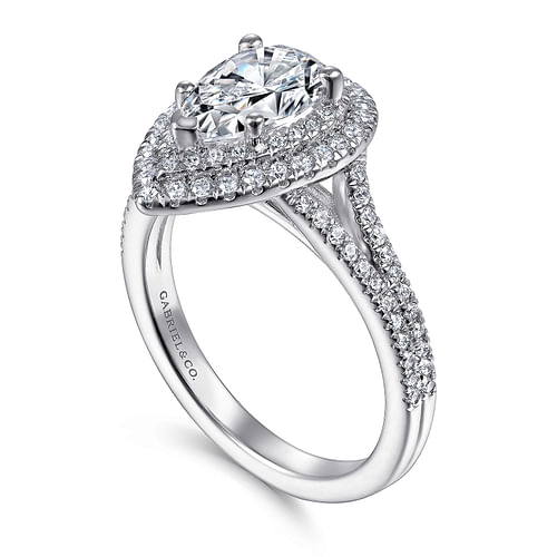 14K White Gold Pear Shape Diamond Engagement Ring