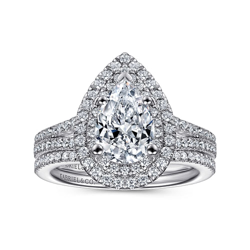 14K White Gold Pear Shape Diamond Engagement Ring