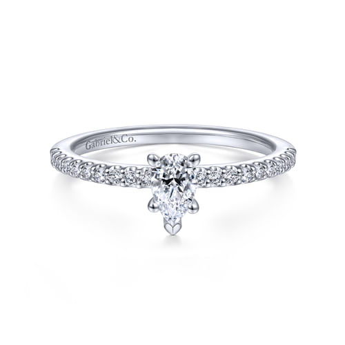 14K White Gold Pear Shape Diamond Engagement Ring