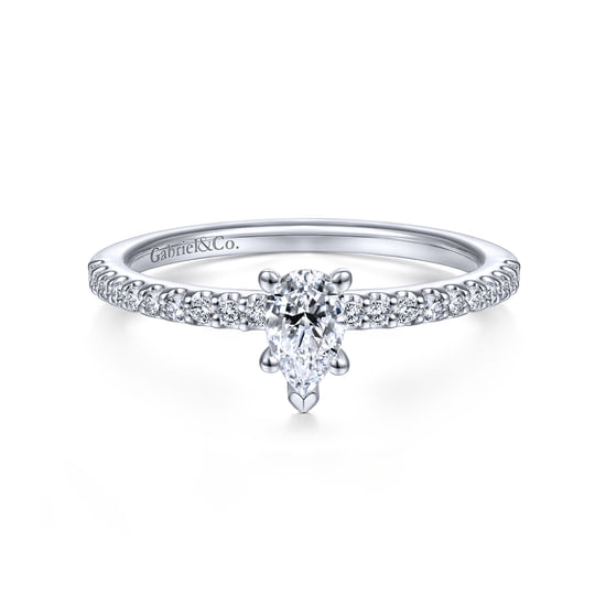Gabriel - 14K White Gold Pear Shape Diamond Engagement Ring