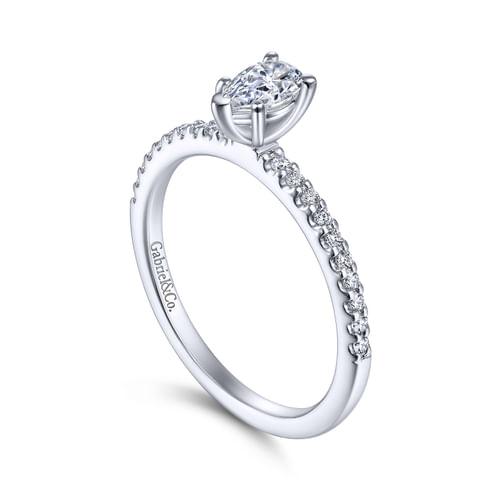14K White Gold Pear Shape Diamond Engagement Ring