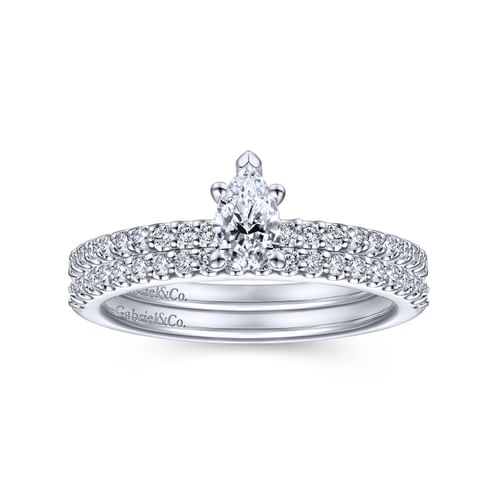 14K White Gold Pear Shape Diamond Engagement Ring