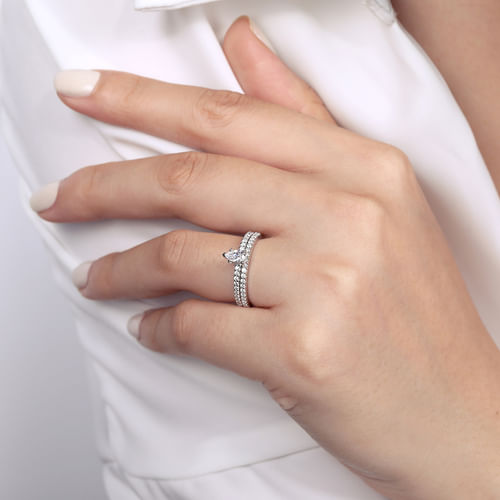 14K White Gold Pear Shape Diamond Engagement Ring