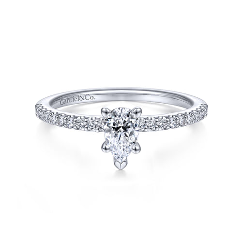 14K White Gold Pear Shape Diamond Engagement Ring