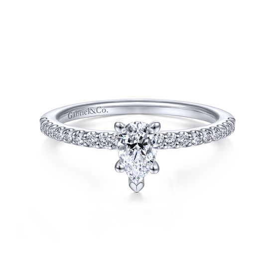 Gabriel - 14K White Gold Pear Shape Diamond Engagement Ring