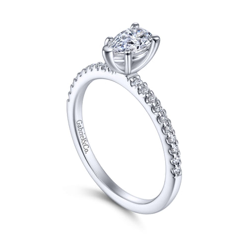 14K White Gold Pear Shape Diamond Engagement Ring