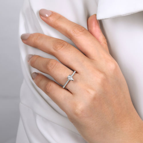 14K White Gold Pear Shape Diamond Engagement Ring