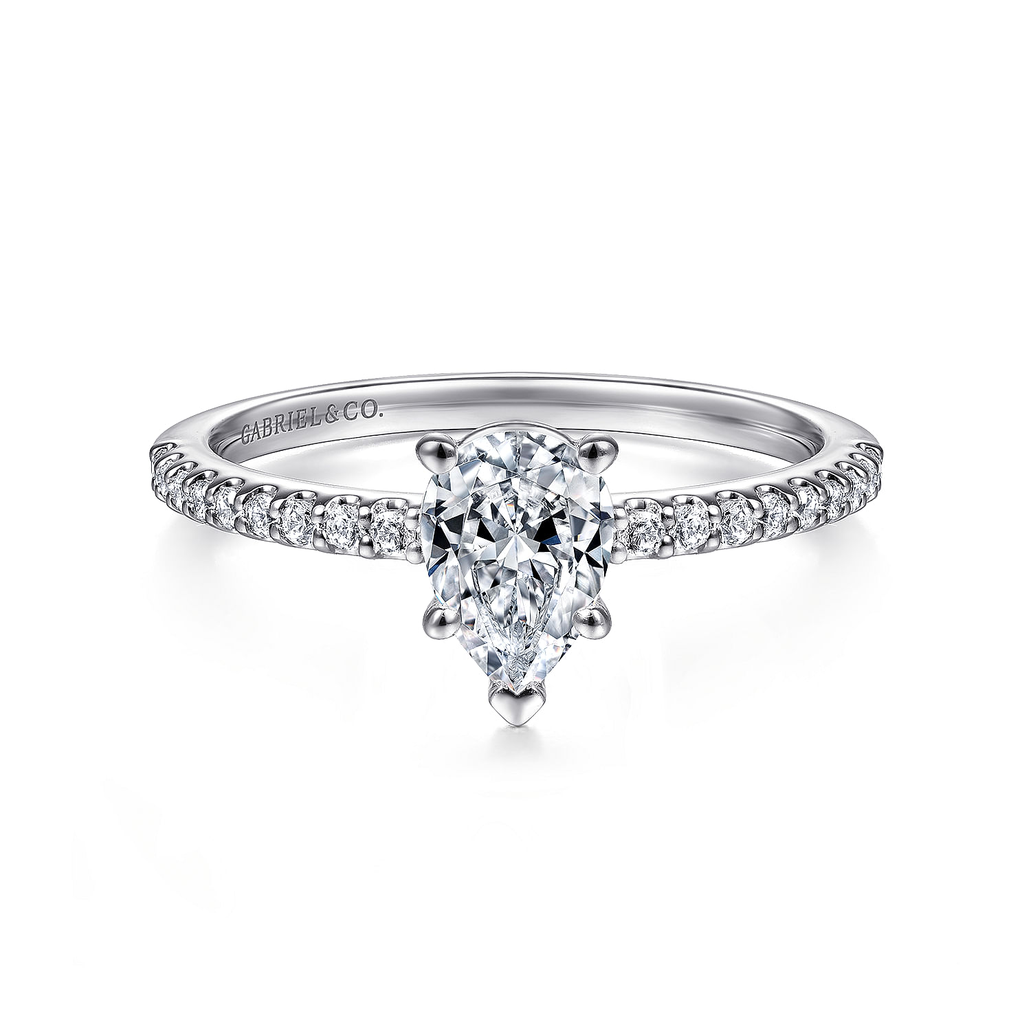 Gabriel - 14K White Gold Pear Shape Diamond Engagement Ring