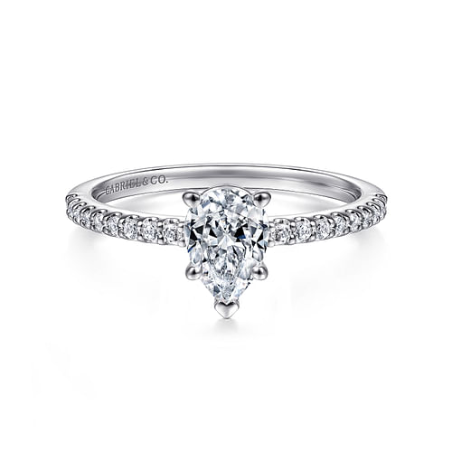 14K White Gold Pear Shape Diamond Engagement Ring