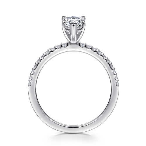 14K White Gold Pear Shape Diamond Engagement Ring