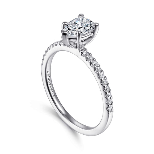 14K White Gold Pear Shape Diamond Engagement Ring